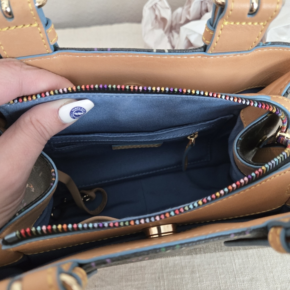 Dooney & Bourke Multicolor Monogram Satchel With Rainbow Zipper - Picture 4 of 9